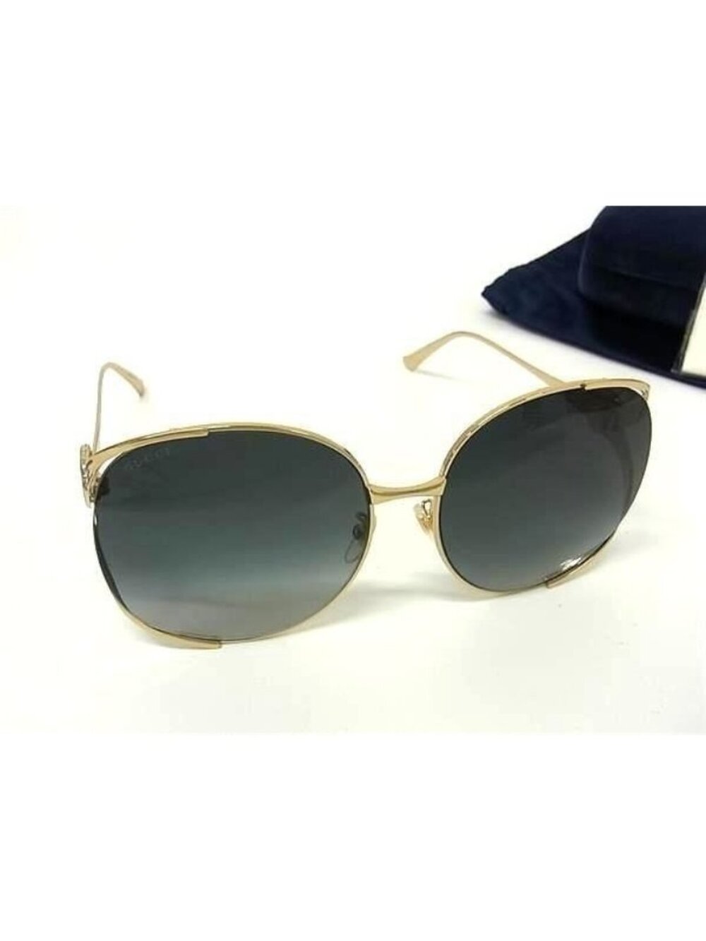Gucci Sunglasses Interlocking G Web Stripe Gold Green Red Metal Eyewear